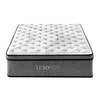 Luxopedic Pocket Spring Mattress 5 Zone 32CM Euro Top Memory Foam Medium Firm White, Grey King Single