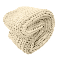 Royal Comfort Chunky Hand Knit Thick Weighted Blanket 6.3KG 203cm x 153cm - Cream