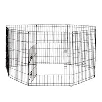 4Paws 8 Panel Playpen Puppy Exercise Fence Cage Enclosure Pets Black All Sizes - 24" - Black