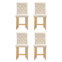Milano Decor Hamptons Barstool Cream Chairs Kitchen Dining Chair Bar Stool Four Pack