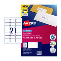 AVERY Laser Label QP L7160 21Up Pack of 20