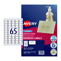 AVERY Laser Label Clear L7551 65Up Pack of 25