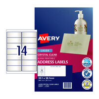 AVERY Laser Label Clear L7563 14Up Pack of 25