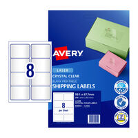 AVERY Laser Label Clear L7565 8Up Pack of 25