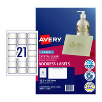 AVERY Label Clear L7560 21Up Pack of 25