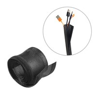 BRATECK Flexible Cable Wrap Sleeve with Hook and Loop Fastener 85mm/3.3' Width  Material Polyester Dimensions 1000x85mm - Black