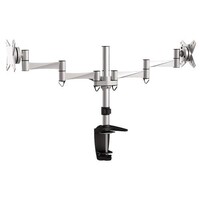 Brateck Dual Monitor Elegant Aluminium w/Arm&Desk Clamp Silver VESA75/100mm Up to27'