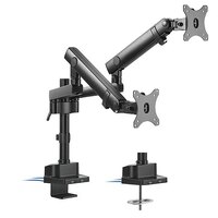 Brateck Dual Monitor Aluminum Slim Pole Held Mechanincal Spring Monitor Arm Fit Most 17'-32' Monitors Up to 8kg per screen