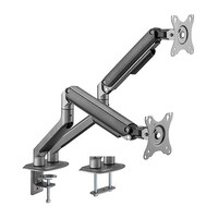 BRATECK Dual Monitor Economical Spring-Assisted Monitor Arm Fit Most 17'-32' Monitors, Up to 9kg per screen VESA 75x75/100x100 Space Grey