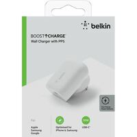 BELKIN BOOST CHARGE 30W USB-C PD Wall Charger - White (WCA005auWH),Dual charging technologies USB-C PD 3.0 and PPS, Universally compatible