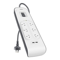 BELKIN 2.4 Amp USB Charging 6-outlet Surge Protection Strip White/Grey