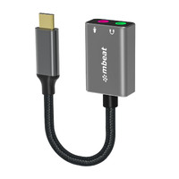 MBEAT Elite USB-C to 3.5mm Audio and Microphone Adapter - Adds Headphone Audio and Microphone Jack to USB-C Computer, Tablet Smartphone Devices - Spa