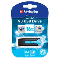 VERBATIM 16GB V3 USB3.0 Blue Store\'n\'Go V3; Rectractable