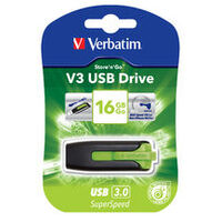 VERBATIM 16GB V3 USB3.0 Green Store\'n\'Go V3; Rectractable