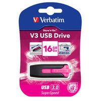 VERBATIM 16GB V3 USB3.0 Pink Store\'n\'Go V3; Rectractable