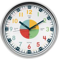 Telling Time Analogue Silent Wall Clock (Standard). Perfect Educational Tool for Homeschool, Classroom, Teachers and Parents