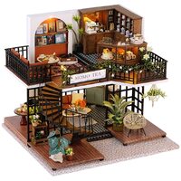 Dollhouse Miniature with Furniture Kit Plus Dust Proof and Music Movement - Forest Tea Shop
