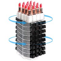 360 Rotating Lipstick Clear Acrylic Display Rack Organizer Stand Lazy Susan Makeup Cosmetics Storage Case Box Carousel Stunning Shelf with 80 Compartm