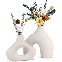 Ceramic Set of 2 Modern White Vases for Home D?cor