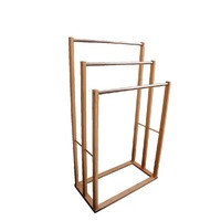 Bamboo Towel Bar Metal Holder Rack 3-Tier Freestanding for Bathroom and Bedroom