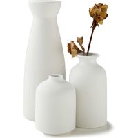 Ceramic Set of 3 Modern White Vases for Home D?cor