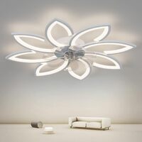 Modern Ceiling Light Fan, Low Profile, 6 Wind Speed, 3 Color (90cm, White)