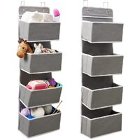2 Pack Over the Door Hanging Storage Organizer with 4 Pouch Pocket for Pantry Baby Nursery Bathroom Closet Dorm - Gray