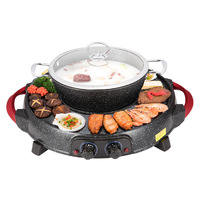2 in 1 Electric Stone Coated Teppanyaki Grill Plate Steamboat Hotpot
