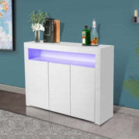 LED High Gloss White Buffet Kitchen Cabinet Sideboard Cupboard White