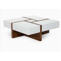Vintage Elegant White and Brown Criss Cross Coffee Table