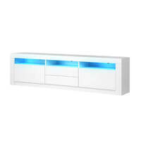 LED RGB TV Cabinet Entertainment Unit Stand Gloss Drawers 160cm White