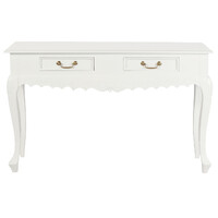 Seine 2 Drawer  Carved Sofa Table (White)