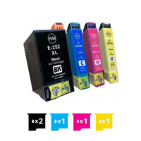 Compatible Premium 5 Pack 252XL Ink Cartridges [C13T253192-C13T253492] [2BK,1C,1M,1Y] - for use in Epson Printers