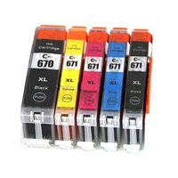 Compatible Premium Ink Cartridges PGI670XL + CLI671XL  Bundle - 5 Cartridges - for use in Canon Printers