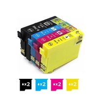 Compatible Premium 8 Pack Epson 702XL Compatible High Yield Inkjet Cartridges Combo [2BK,2C,2M,2Y] - for use in Epson Printers