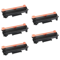 Compatible Premium 5 x TN2450 Black Toner Cartridge - for use in Brother Printers