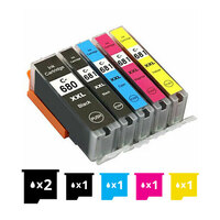 Compatible 6 Pack Canon PGI680XXL CLI-681XXL Extra High Yield Inkjet Cartridges Combo [2BK,1PBK,1C,1M,1Y] - for use in Canon Printers