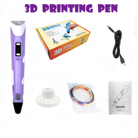 USB 3D Printing Pen Drawing Pen Printer +LCD Screen +3 Free Filaments Kid Gift Purple