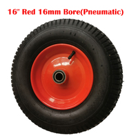 16" Red 16mm Bore(Pneumatic) Tire Steel Rim for Hand Trolley Cart