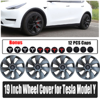 4PCS Wheel Cover Caps 19Inch ABS Gray Rim Hubcap Hub Cap For Tesla Model Y