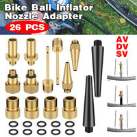 26pc Bike Ball Inflator Nozzle Adapter Air Pump Valve Needle Presta Schrader Kit