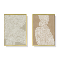40cmx60cm Abstract Line 2 Sets Gold Frame Canvas Wall Art