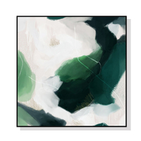 60cmx60cm French Abstract Green Black Frame Canvas Wall Art