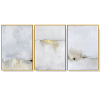 50cmx70cm Abstract golden white 3 Sets Gold Frame Canvas Wall Art