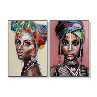 50cmx70cm African women 2 Sets Black Frame Canvas Wall Art