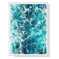 Wall Art 100cmx150cm Blue Ocean White Frame Canvas