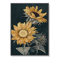 Wall Art 90cmx135cm Sunflowers Black Frame Canvas