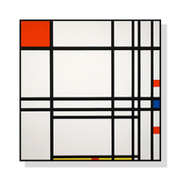 50cmx50cm Abstract Art By Piet Mondrian Black Frame Canvas Wall Art