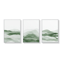 40cmx60cm Sage Green 3 Sets White Frame Canvas Wall Art