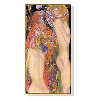 40cmx80cm Water Serpents By Gustav Klimt Gold Frame Canvas Wall Art